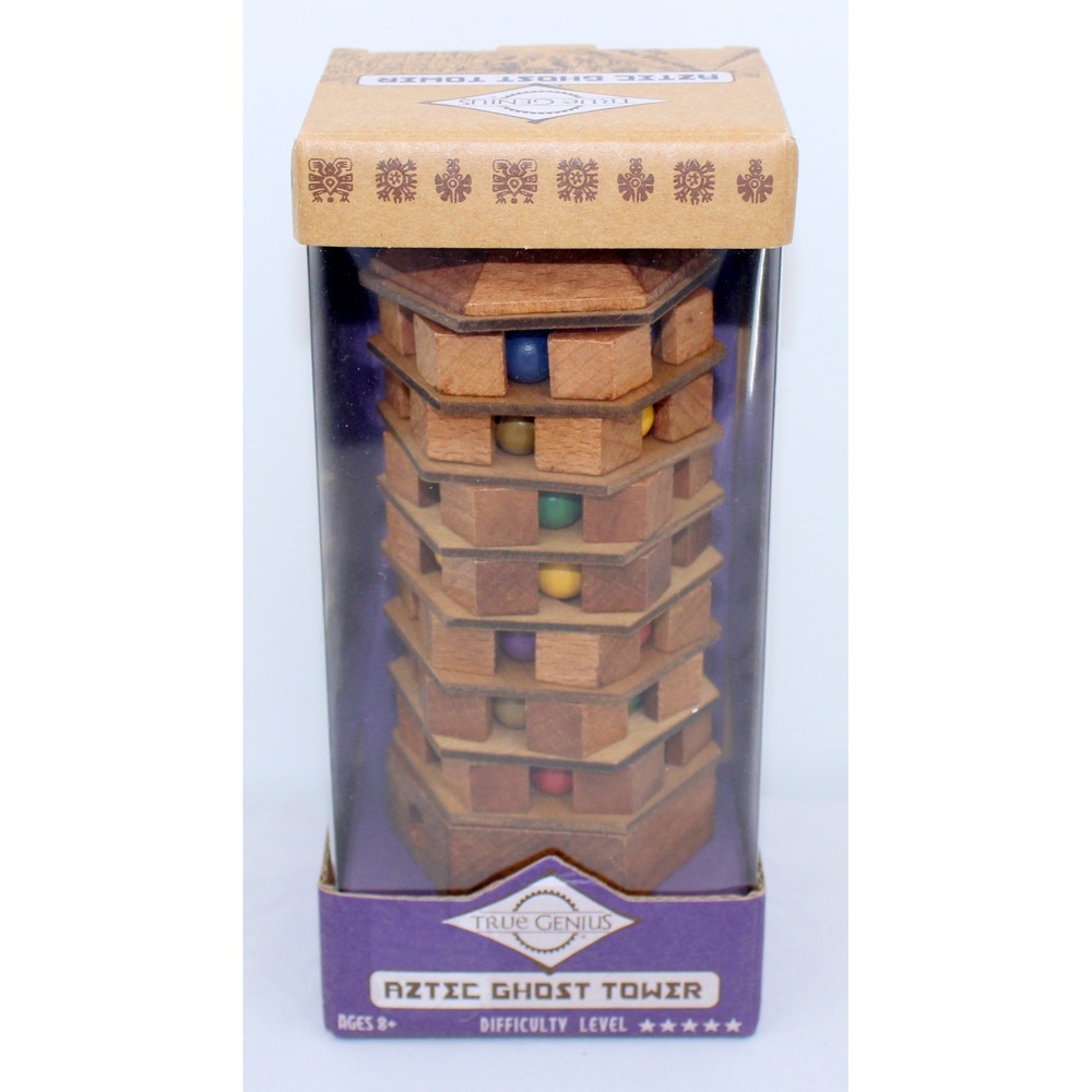True Genius Aztec Ghost Tower Wood Brainteaser Puzzle Difficulty Level 5 NEW